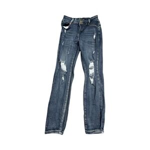 Between Us Jeans Womens 13 Blue Distressed High Rise Skinny Stretch Denim